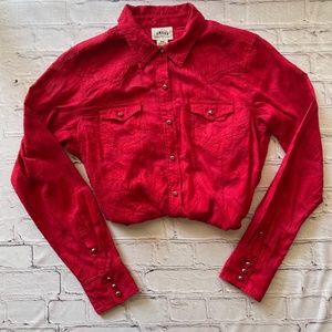 Y2K 90's Red western long sleeve with jewel detail by Ariat